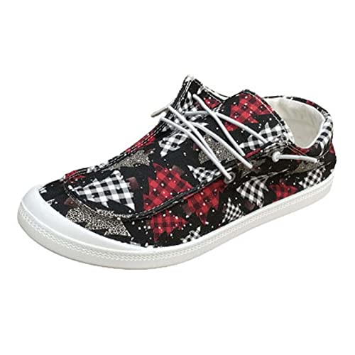 Womens Canvas Shoes Fashion Comfortable Flats Floral Sneaker Beach Walking Shoes Low Top Lace Up Loafers & Slip-On