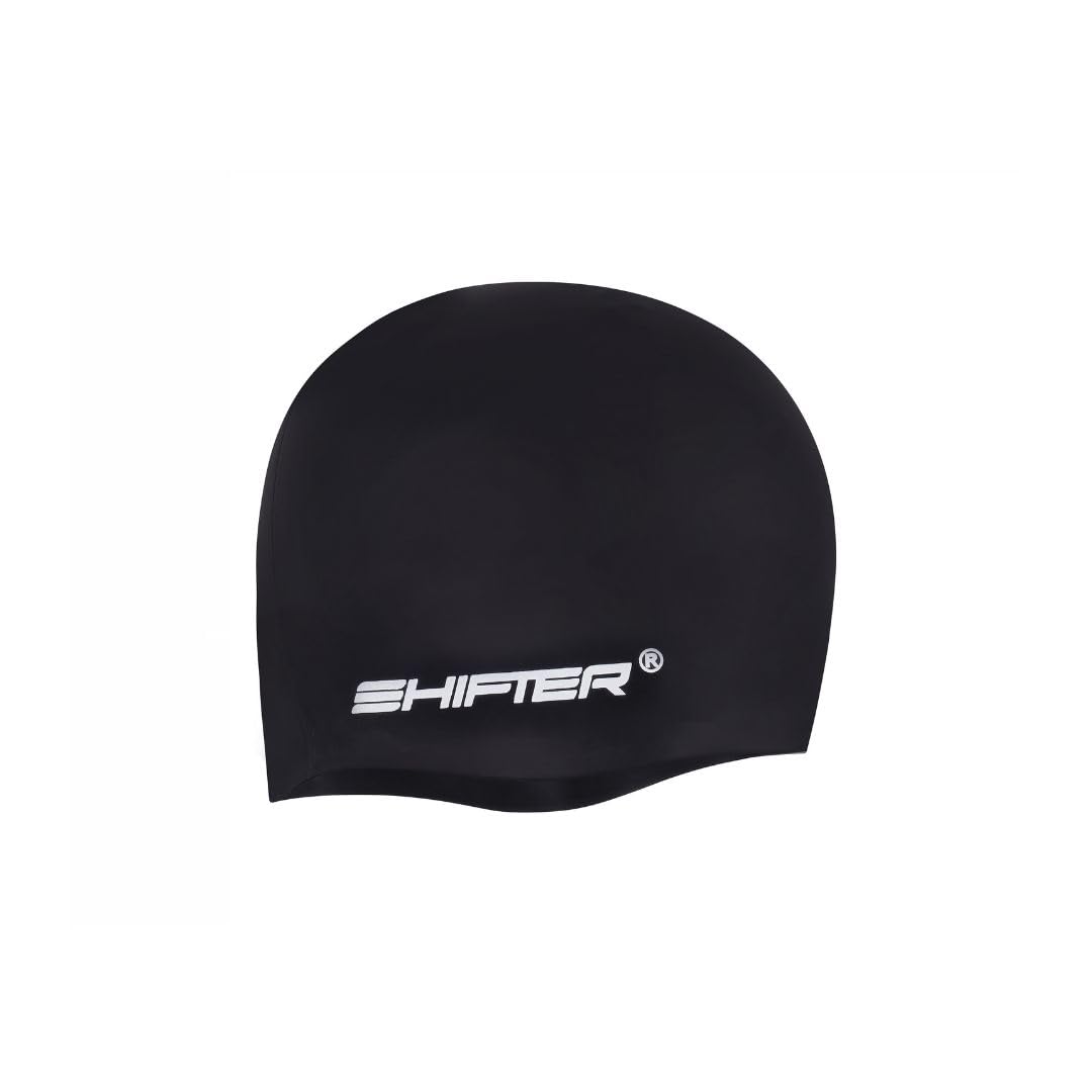 Swimming Cap Free Size for Men Women Kids Boys Girls Premium Silicone (Black) 1