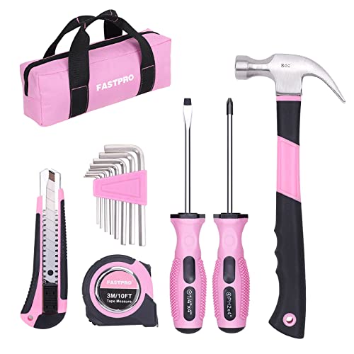 Fastpro 14-Piece Pink Tool Kit, Hand Tool Set For Women, Household Tools For Home Maintenance & Repairing，Diy Tools With Small Tool Bag #TOP8