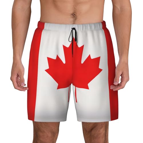 Canadian Flagshort Swim Trunks with Waist Rope and Two Side Pockets Beach Shorts Bathing Suits for Men