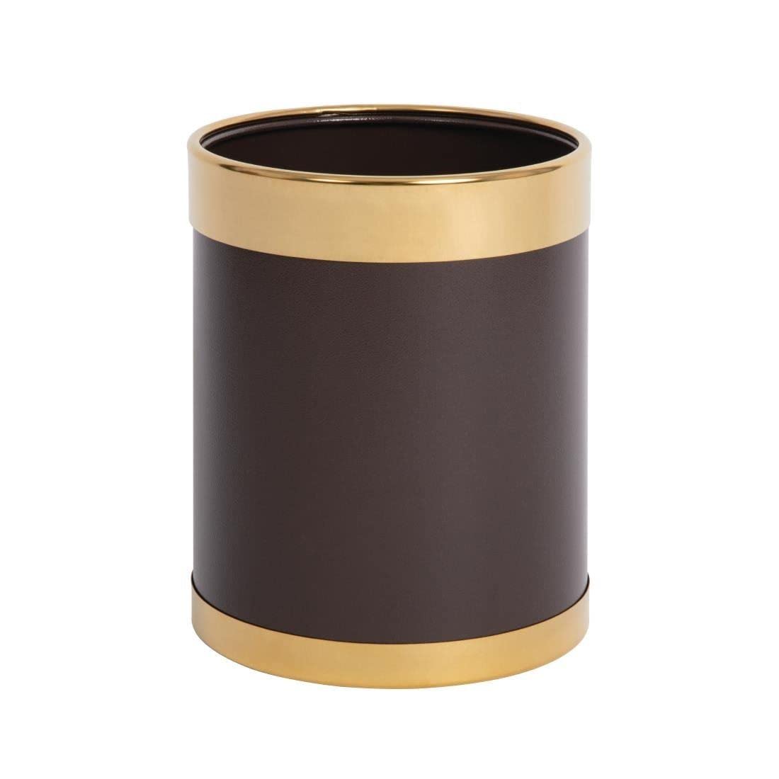 Bolero Round Trash Can - Black Waste Paper Bin with Silver Rim 10.2Ltr Y805