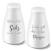 2 Stück Salz und Pfefferstreuer Keramik Salz und Pfefferstreuer Set Porzellanhochzeit Geschenke Pfeffer und Salzstreuer Kleine Salzstreuer für Küche, Camping, Unterwegs, Wohnmobil, Nachzufüllen
