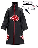 Rulercosplay Unisex Robe Akatsuki Cloak Suit for Uchiha Itachi Cosplay Costume - Deluxe Version (M (Height:170-175)) Black