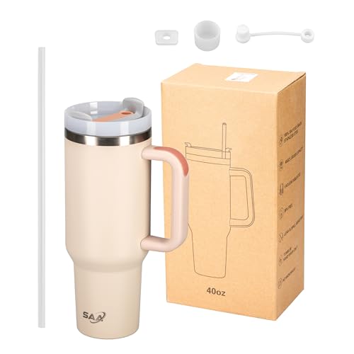 SAA 40oz Stainless Steel Tumbler with Lid and Straw for