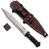 GCS Handmade Micarta Handle D2 Tool Steel Tactical Hunting Knife with leather sheath Full tang blade