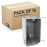 (Pack of 16) Plastic Electrical Box, Grey Outlet Box, Single Gang New Work Junction Box, Captive Nails, 20 cu. Inches, Length 3-5/8'', Width 2-1/8'', Depth 3-1/4''