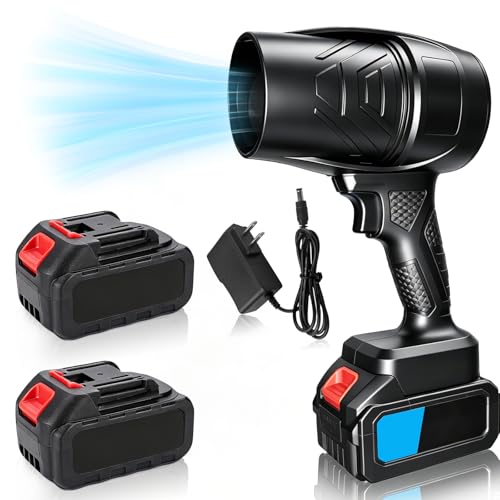 Souffleur Batterie sans Fil 21V 40000 TR/Min – Moteur en Cuivre, Batterie 3000mAh x2, Autonomie 30 Minutes, Puissant pour Jardin Feuilles, Nettoyage Auto,...