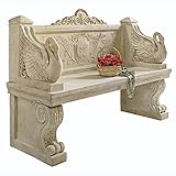 Design Toscano NE90080 Neoclassical Swan Outdoor Garden Bench Seat, 5 Foot, Ancient Ivory
