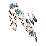 Weavish Beaded Lanyard with Matching Beaded Earrings,Native American Style Lanyard, Beaded Badge Hol