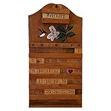 Artistic Hummingbird Design: This wooden calendar showcases an exquisite hummingbird carving alongside a great floral pattern, offering beautiful symbolic meaning that enhances your surroundings with a touch of elegance, making it ideal for spaces like desks or shelves where intricate details and craftsmanship can be admired daily