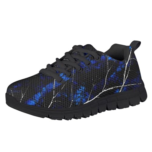 Pointodoor Blue Hunting Camo Forest Pattern Boys&Girls Shoes Size 10.5 Kid Slip on Sneakers Running Tennis Shoes Lace up Athletic Sports School Walking Trainer