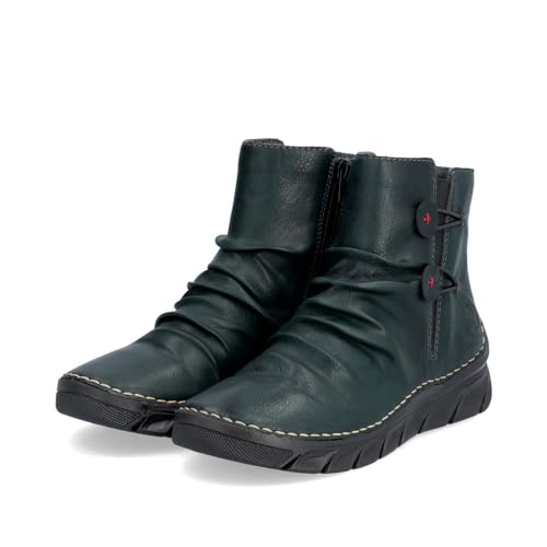 Rieker Damen Klassische Stiefeletten 55052, Frauen Stiefeletten,reißverschluss,gerafft,Boots,Stiefel,Bootee,Booties,grün (54),38 EU / 5 UK