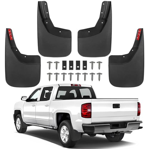Mud Flaps for 2018 2017 2016 2015 2014Chevy Silverado 1500 | Front and Rear Mud Flap| All Weather Splash Guards, Durable |No Drilling Required （4PCS）