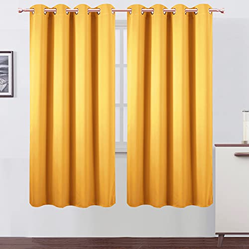 Image of LEMOMO Yellow Thermal Blackout Curtains /52 x 72 Inch /Set of 2 Panels Room Darkening Curtains