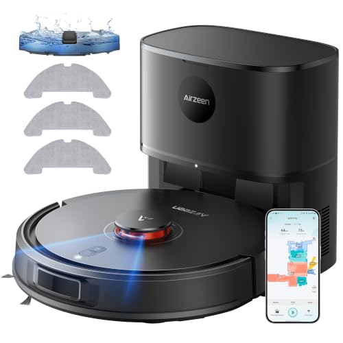 Image of Robot Vacuum and Mop, Self-Emptying Robot Vacuum Cleaner with 8000Pa Suction, Laser Navigator with Smart Mapping Robotic Vacuums, 150Mins Runtime,Schedule,App Alexa Control for Carpet /Pet Hair,Q10 pro