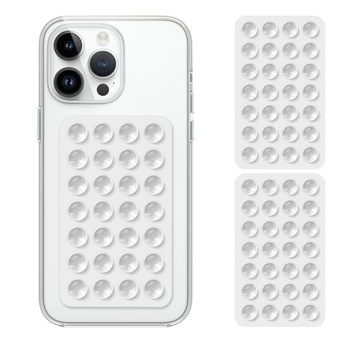 iyanzi 2 Pack Silicone Double-Sided Suction Phone Case Detachable Mount for iPhone and Android Cellphones, Strong Adhesion Holder Hands Free for Selfies and Videos - White