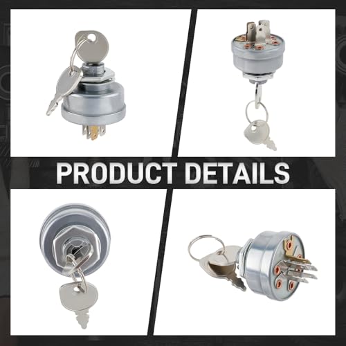CARBBIA Ignition Switch with Key 158913 145499 Compatible with AYP Vanguard Engines Compatible with Bobcat Rider Drive Units Compatible with Hustler Hustler Compatible with Husqvarna Cutting Decks - Thumbnail 3