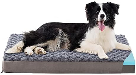 PETORREY Orthopedic Memory Foam Dog Bed for Medium to Large Dogs,Dog Crate Mattress with Cooling Foam, Waterproof Lining&Removable Washable Cover,L(35inch,65Lbs)