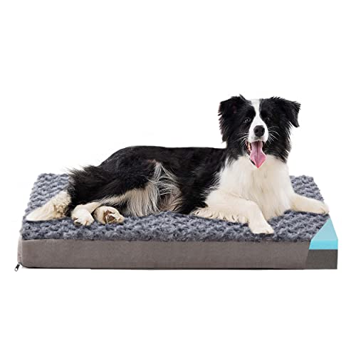 Petorrey Orthopedic Memory Foam Dog Bed For Medium To Large Dogs,Dog Crate Mattress With Cooling Foam, Waterproof Lining&Removable Washable Cover,L(35Inch,65Lbs) #TOP3