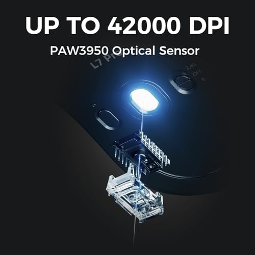 Image of MCHOSE L7 Ultra Plus Wireless Gaming Mouse, PAW3950 42K Sensor, 500mAh, Wireless /Wired Dual 8K Polling, 46g Ultra-Light Weight, 2.4GHz RF /BT /Wired Tri-Mode Connection - Black