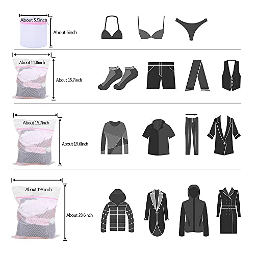 Pink Zipper Mesh Laundry Bag, Polyester Laundry Wash Bags, Pack Of 4 Fine Net Laundry Basket,Laundry Bags For Washing Machines,Mesh Bra Bag #TOP1