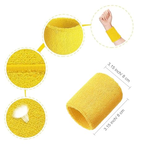GJNMYSD 4 Pcs Sweat Bands Wristband, Fitness Arm Sweatband, Sports Sweatband Bracelet, Soft Cotton Sweatbands for Tennis, Soccer, Bascketball, Handball & Running, Gym, Sweatbands for Men Women - Image 3