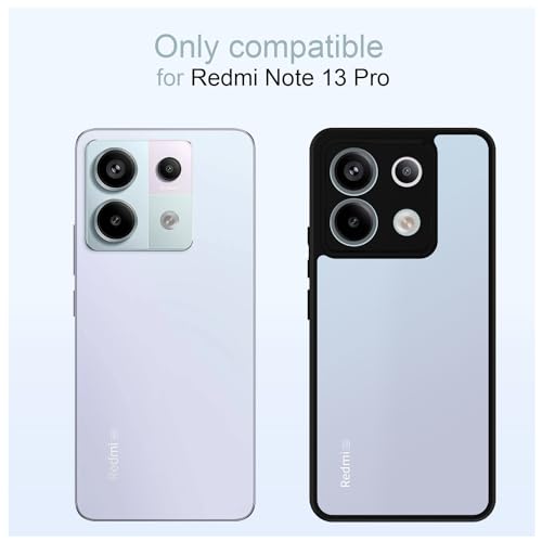 Image of KAPAVER Hybrid Clear Back Cover Case for Redmi Note 13 Pro | Protective Shockproof Cleare Hard PC Soft Flexible Black TPU Cover