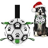 HETOO Hundespielzeug Ball, Hundefußball mit Griff, Hundeball unzerstörbar für kleine und mittelgroße Rassen (15cm Durchmesser), Fußball für Hunde, Wasserspielzeug, geeignet für drinnen und draußen