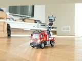 Carson 1:50 Nano City Straż pożarna 2,4 GHz – zdalnie sterowany samochód, pojazd RC, czas jazdy 40 min, zabawka dla dzieci, pojazd budowlany, pilot zdalnego sterowania, czerwony