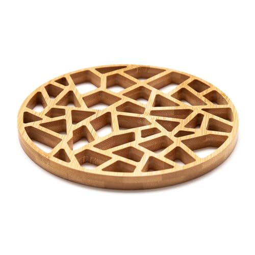 Bamboo Heat Mat | Modern Design Bamboo Trivet Set | 15cm Diameter | Heat Resistant Mat | Pot and Pan Mat (1pk x 15cm)
