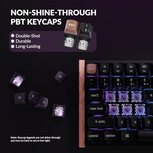Keychron K2 HE Pro Gaming Keyboard - 75% Hall Effect Rapid Trigger Wireless 2.4 GHz Bluetooth 5.2, Magnetic Linear Switches, Hot-Swappable, PBT Keycaps/Wood Design, RGB - Mac/Windows (Aluminum) - 5
