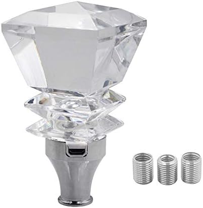 Sakali Crystal Diamond Shape Car Gear Stick Shift Shifter Knob Universal fit for Most Manual Transmission or Automatic Transmission Without Lock Button, Activated Multi-Color LED Light Illuminated