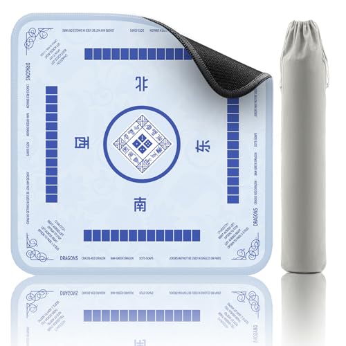 2F22E Light Blue Mahjong Mat for Table 32.4" x 32.4", Non-Slip MahJongg Mat