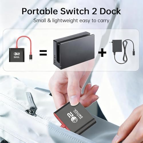 AHGEIIY Switch 2 Dock for Nintendo Switch Docking Station, Upgrade for Nintendo Switch TV Adapter with 4K@ 60Hz HDMI USB 3.0 and 100W PD Port, Portable Travel Dock for Switch 2/OLED MacBook Steam Deck - 1