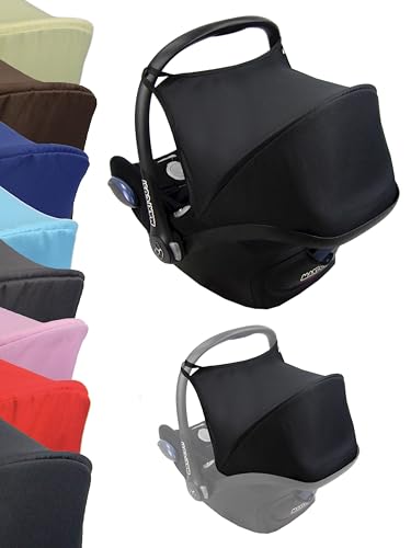Sonnenverdeck Sonnendach [Sonnenschutz für Babyschale] kompatibel mit Maxi Cosi Cabrio Fix Gruppe 0 + GP (schwarz)