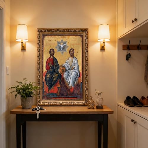 Sainte Trinité Damaskenos impression sur toile cadre suspendre 30x45cm - 5