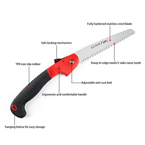 Gartol Folding Saw 7 Inch Blade Hand Saw, Tree Pruning Saw With 3-Sides Razor Tooth For Camping Hunting Diy Woodworking, Trimming Thick Branches, Pvc, Bamboo And Bone #TOP2