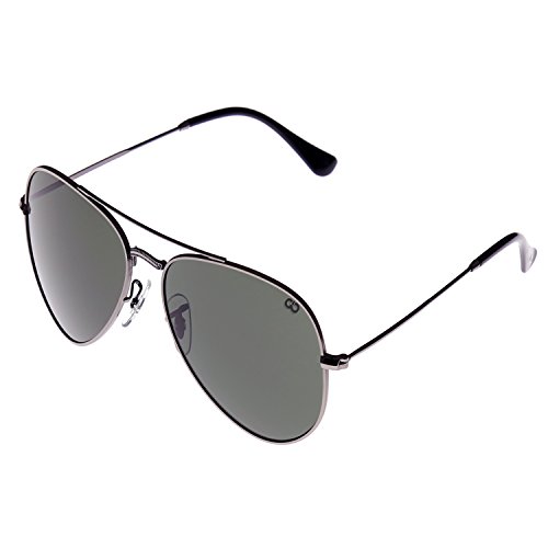 Gio Collection UV Protected Aviator Unisex Sunglasses- (58|Black Lens)