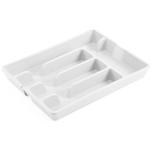 URBN-CHEF 7-Section Extendable Plastic Cutlery Tray, Kitchen Drawer Organiser with 5-to-7 Compartments for Utensils & Larger Tools - Versatile, Durable, Easy-to-Clean & Adjustable to Reduce Clutter - Image 2