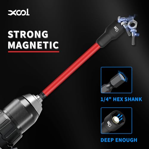 XOOL Conjunto de chave de porca magnética longa de 16 peças, conjunto de chave de porca SAE e métric
