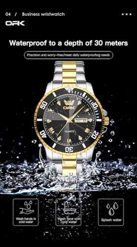 Image of OPK Watches for Men Diamond Roman Analog Mens Watches Waterproof Large Stainless Steel Men Wrist Watch Business Father Gift Watch Blue