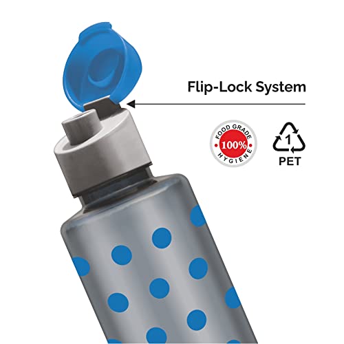 Image of Flair Polka Water Bottles with Fliptop Lid Set of 6 Pcs 1000 ML (Blue)