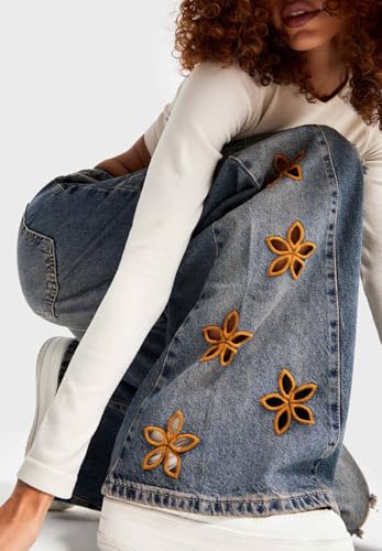 loveimgs Women Baggy Y2k Distressed Jeans Boyfriend Embroidered Ripped Denim Pants Wide Leg Patchwork High Waist Chambray4