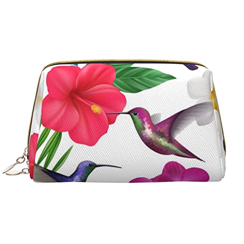 Trousse de maquillage en cuir de qualité supérieure KOOLR au design floral blanc