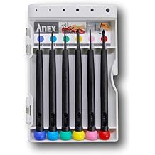 ANEX Precision Screwdriver Set for Electronics, 6-piece Insulated handle, Japanese Small Phillips Flathead Screwdriver Set for Computer, Laptop, Camera, Glasses, Mobile, Game, Watch, Made in Japan