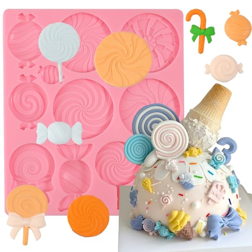 ICNYEKl Christmas Lollipop Chocolate Silicone Mold, Cute Candy Fondant Mold