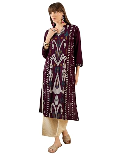 Image of INDO ERA Women's Viscose Rayon Straight Fit Printed Straight Kurta (SHTUR6559)