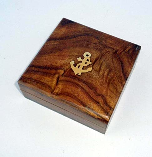 Brújula solar vintage de latón con caja de madera y interior de terciopelo azul - Navegación náutica marítima personalizada, regalo grabado para aniversario, boda, esposo, esposa, novio o novia miniatura 3