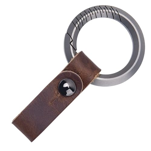Car Key Keychain Holder Carabiner Clip,Handmade Cowhide&Titanium Alloy Key Ring,High-Grade Quality Luxury Leather Keychain (Titanium Alloy-A) #TOP8
