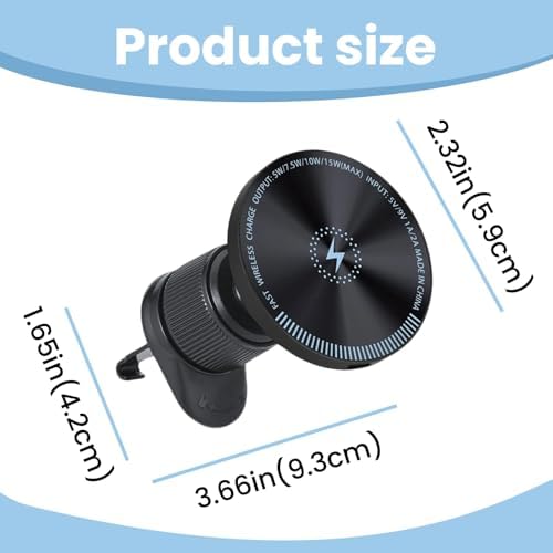 15W Fast Wireless Car Charger Stand, Adjustable Phone Holder for Car Dashboard and Air Vent, Compatible with iPhone Series Smartphones